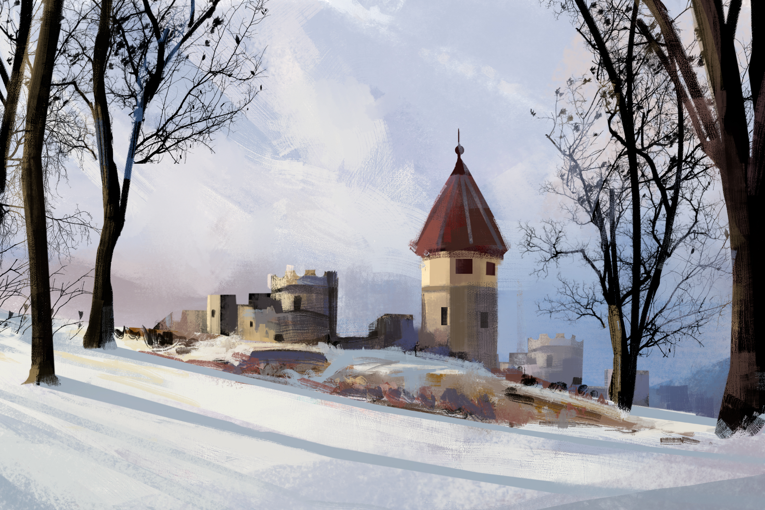 Medieval castle illustration