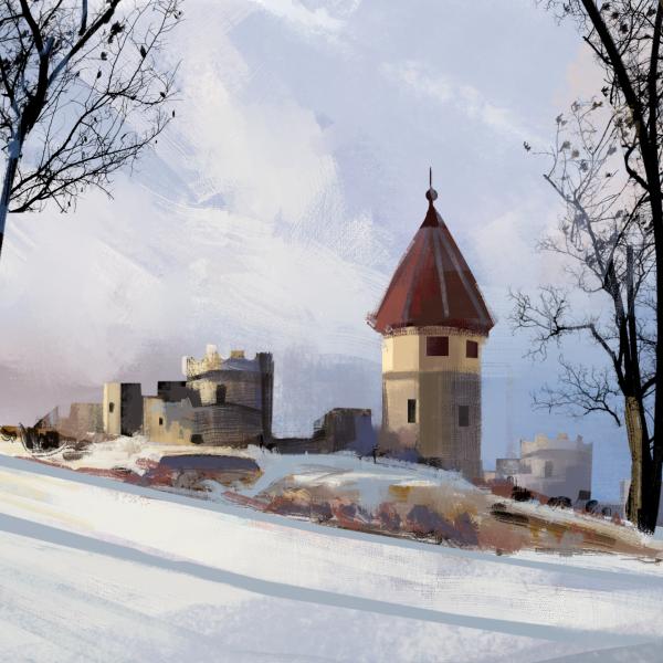 Medieval castle illustration